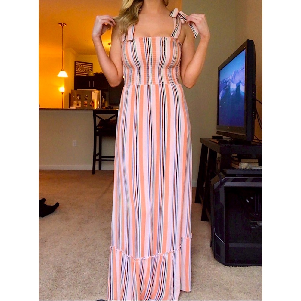 Multi color striped maxi dress